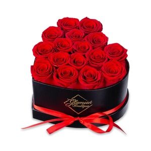 16 Flower Forever Heart Shape Box - Preserved Red Roses, Gift, Love